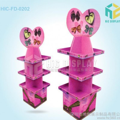 厂家量身研发定制蝴蝶结领带等产品促销用纸展示陈列货架|纸堆头