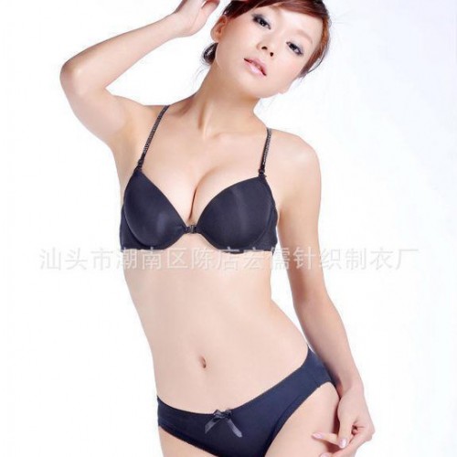 917新款 文胸批发 光面 前扣 美背 上托聚拢 女士套装文胸图3