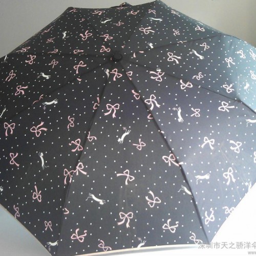 供应派士特三折手开领带猫晴雨伞图1