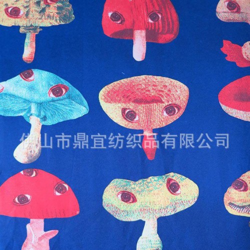眼睛蘑菇印花布 潮流服装面料 新款运动服外套布料 250健康图2