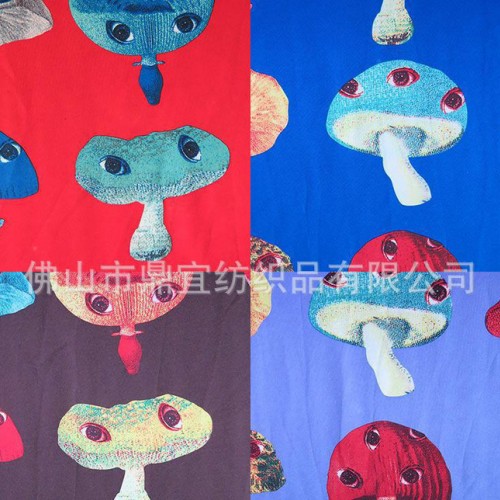 眼睛蘑菇印花布 潮流服装面料 新款运动服外套布料 250健康图3