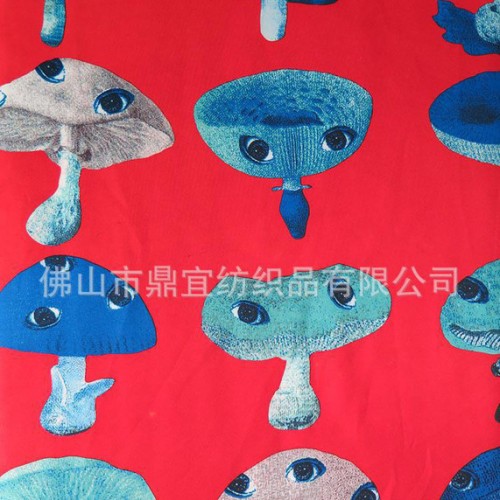 眼睛蘑菇印花布 潮流服装面料 新款运动服外套布料 250健康图1