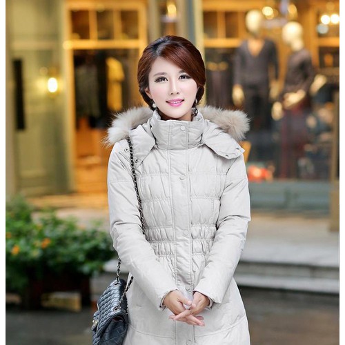 女式羽绒服法德盟旎羽绒服女士中长款冬季加厚韩版大毛领带帽暗蛇纹羽绒外套图6