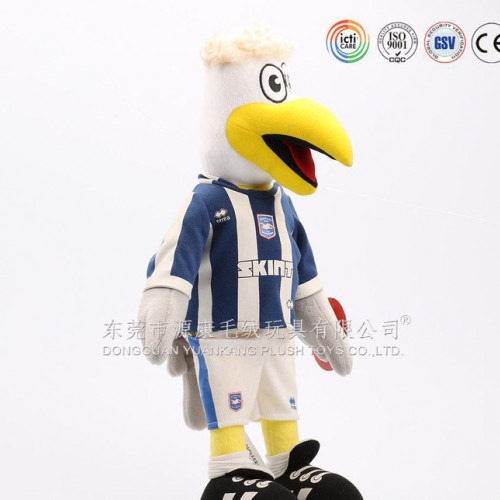 毛绒玩具运动鸟 卡通球衣运动服毛绒鸟 啄木鸟玩具 大嘴鸟定制图1