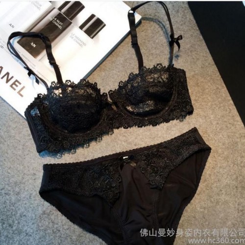 2016年夏爆款性感蕾丝超薄文胸透气网纱 深V聚拢女士内衣套图2