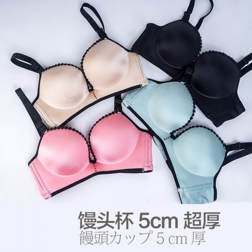 金善雅馒头杯无钢圈文胸套装 小胸聚拢加厚模杯无痕内衣女 ** 微商代理货源图4