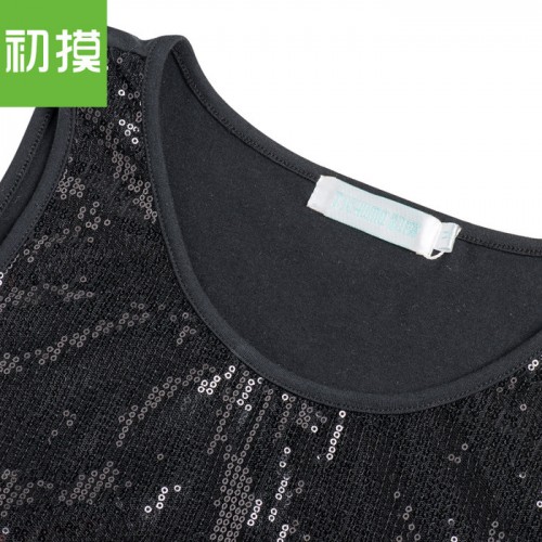 初摸638 夏季新款韩版休闲背心短裤运动服套装 显瘦拼接两件套女图3