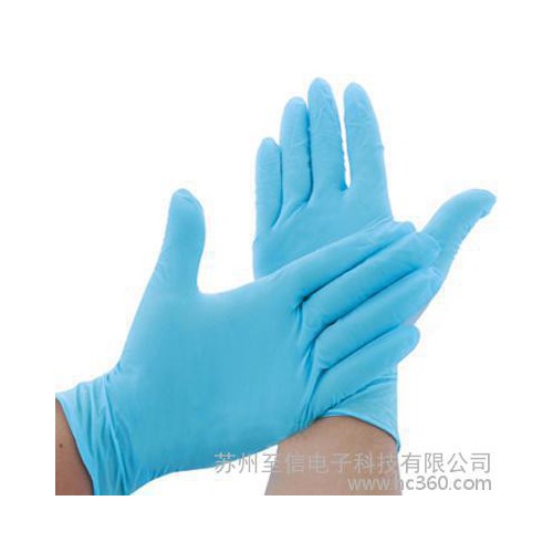 供应进口胶** 加厚 蓝色丁睛手套图1