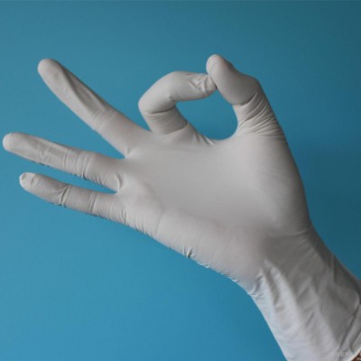 供应9寸指麻白色丁晴防护手套 一次性耐酸碱防静电无尘洁净手套
