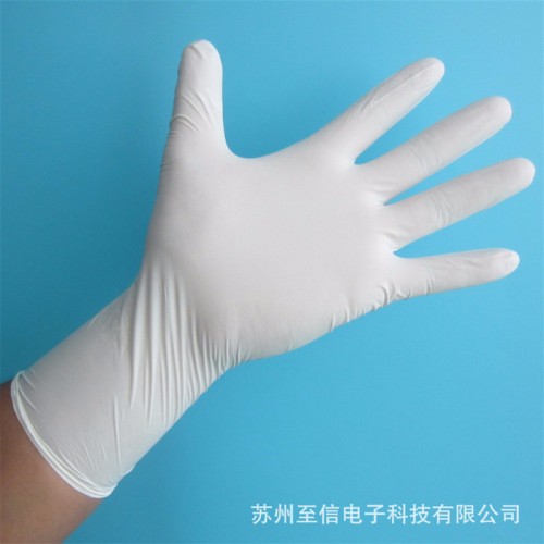 供应12寸6.0g白色**手套 无粉防滑 加厚净化手套 指麻图1