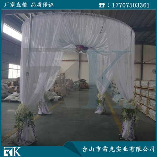 圆形雪纺婚庆窗帘架 白色普通雪纺纱 二节管横杆铝合金图2