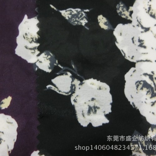 SQ065#现货新款印花雪纺布 日韩风格面料 复古涤纶雪纺面图2