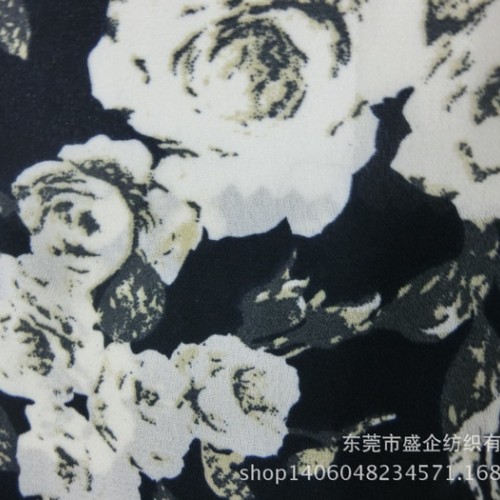 SQ065#现货新款印花雪纺布 日韩风格面料 复古涤纶雪纺面图1