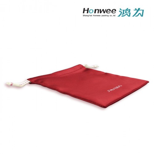 出口日本红色抽绳袋复合色丁布束口袋子化妆品赠品礼品小样包装袋图3