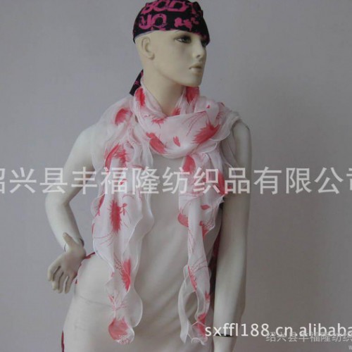 供应按客户要求按客户要求专业定做波浪边雪纺丝巾图1