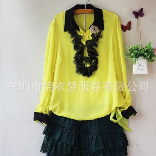2014秋装新款 葛根**二件套雪纺淑女长袖连衣裙图3