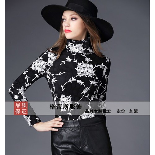 供应广西品牌女装尾货 女装低价批发 **女装折扣 加绒打底衫蕾丝衫/雪纺衫图4