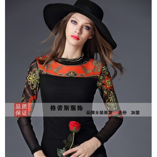 供应广西品牌女装尾货 女装低价批发 **女装折扣 加绒打底衫蕾丝衫/雪纺衫图3