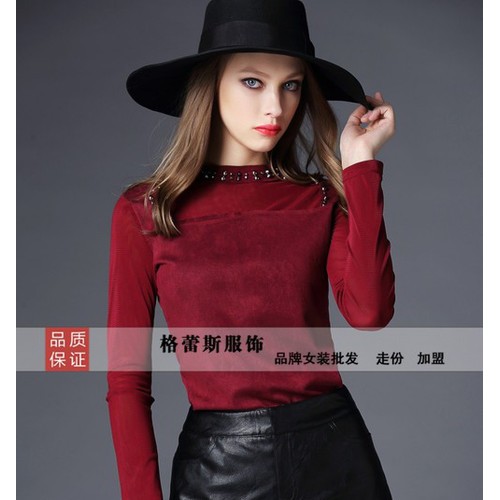 供应广西品牌女装尾货 女装低价批发 **女装折扣 加绒打底衫蕾丝衫/雪纺衫图6