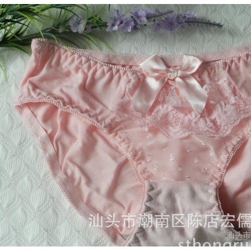 少女内裤批发 纯色雪纺纯棉 俏皮可爱低腰三角裤 3038图2
