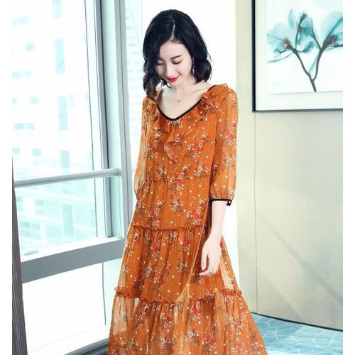 尚古主义真丝雪纺连衣裙优雅自信品牌女装批发货源图7