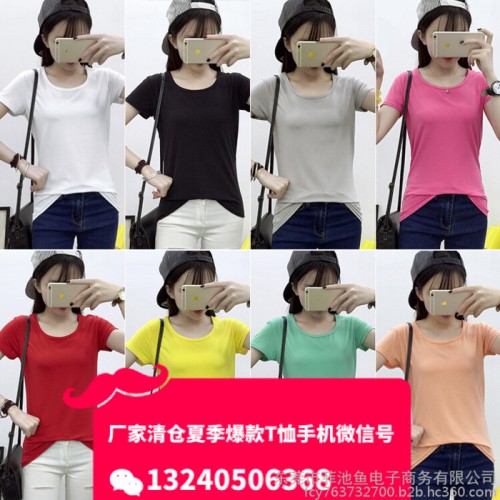 深圳低价便宜时纯棉雪纺韩版女装上衣短袖批发广州白马女装批发网站**一手货源便宜女装短袖T恤批发网图6