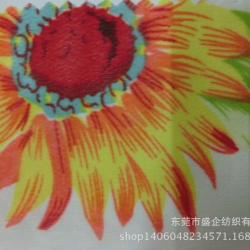 SQ182#现货向日葵/太阳花75D雪纺印花面料 女装连衣裙图1