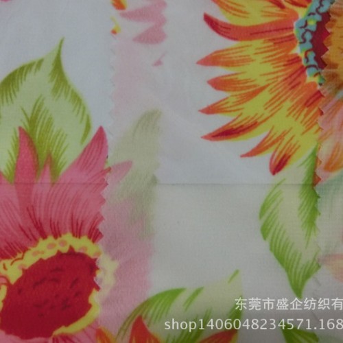 SQ182#现货向日葵/太阳花75D雪纺印花面料 女装连衣裙图3