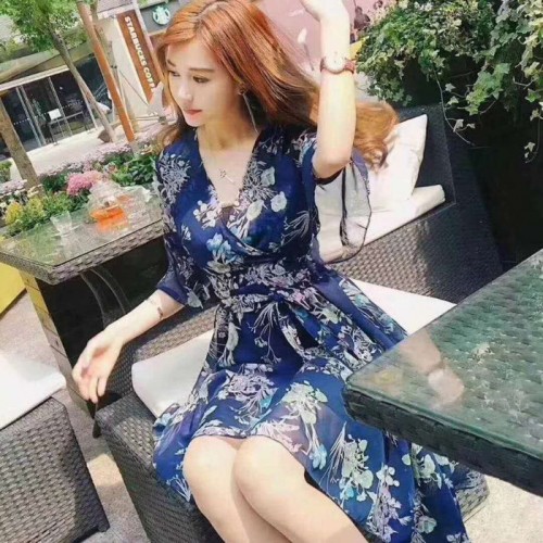 原单品牌折扣女装雪纺连衣裙库存尾货走份图4