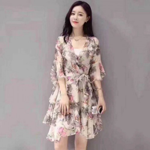 原单品牌折扣女装雪纺连衣裙库存尾货走份图6