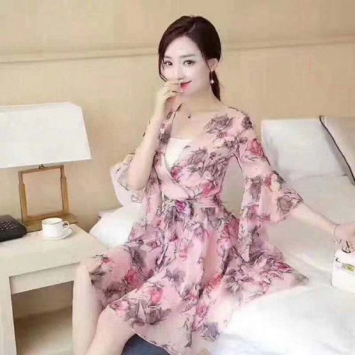 原单品牌折扣女装雪纺连衣裙库存尾货走份图3
