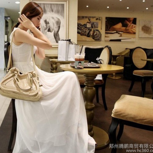 2015夏装新款女修身显瘦雪纺连衣裙波西米亚两件套气质长裙图3