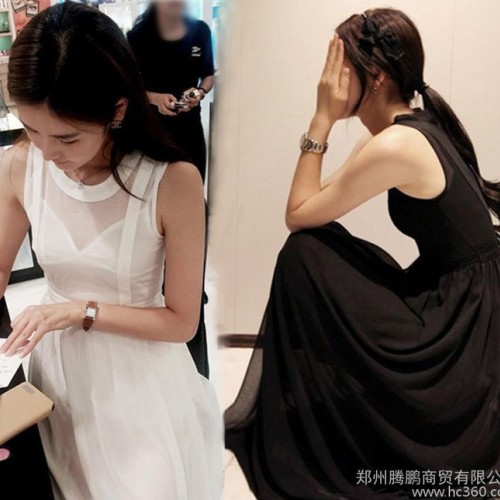2015夏装新款女修身显瘦雪纺连衣裙波西米亚两件套气质长裙图2