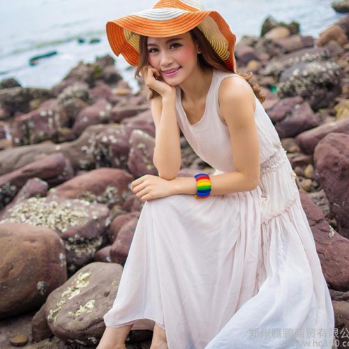 美芮欧2015夏装新款纯色波西米亚沙滩裙度假长裙大摆雪纺裙图1