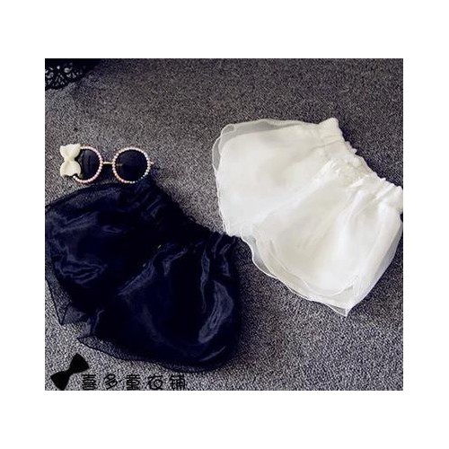 儿童热裤2015夏装女童超洋气百搭雪纺欧根纱休闲女短裤混批代图1