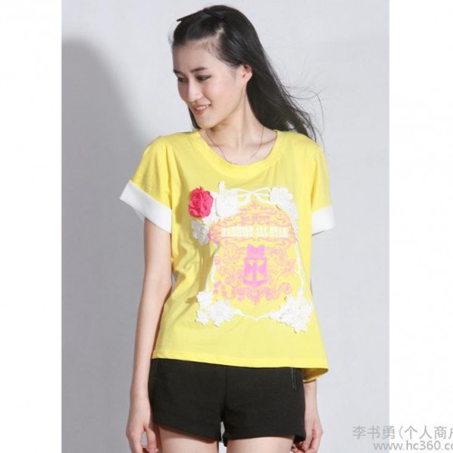 2013夏装女装新款 丽涵尔 ** 韩版雪纺拼接可爱俏皮T恤2色入图2