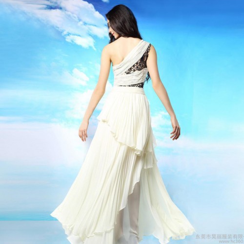 多丽琦晚礼服20104新款欧美单肩长款晚礼服雪纺不规则礼服裙31176图1