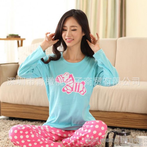 女春秋家居服纯棉中厚长袖款卡通家居服套装1件起批图2