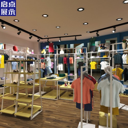 男装货架定制厂家找启点展示 定制童装店货架 来图定制童装店展示架 各式服装货架