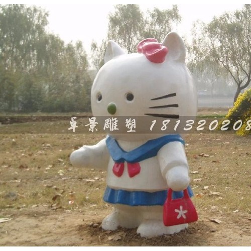 穿水手服的kitty猫  玻璃钢卡通动物雕塑