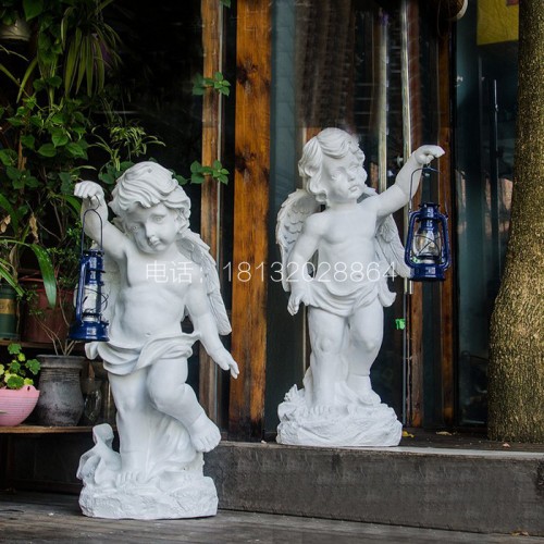 大理石手提花灯  石雕广场人物雕塑图3