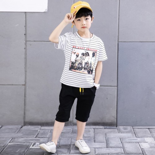 男童夏装2019新款5条纹套装6儿童夏季7童装8岁短袖两件套潮直销图2