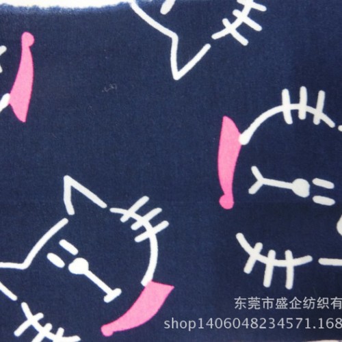 SQ054#2015现货新款卡通猫咪/猫头全涤雪纺印花布 服图3