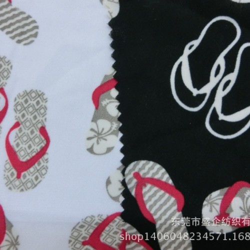 SQ182#现货春夏新款卡通拖鞋图案雪纺麻印花布 女装爆款服图3