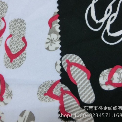 SQ182#现货春夏新款卡通拖鞋图案雪纺麻印花布 女装爆款服图1