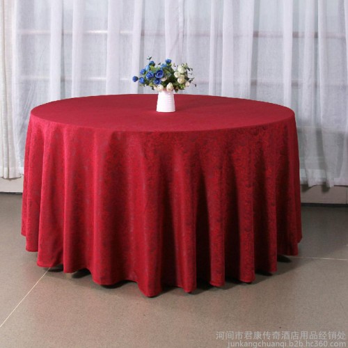 君康传奇 新款花瓣提花台布桌布 婚礼宴会宾馆涤纶圆桌布餐桌布 现货批发图1