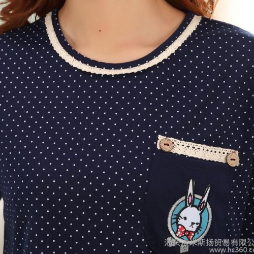 睡衣批发 春秋新款 休闲圆领长袖波点卡通睡衣家居服套装女 2405图2