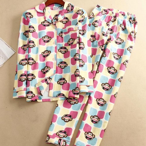 动物卡通--韩国风秋季女装新款外套长裤休闲家居服套装图2