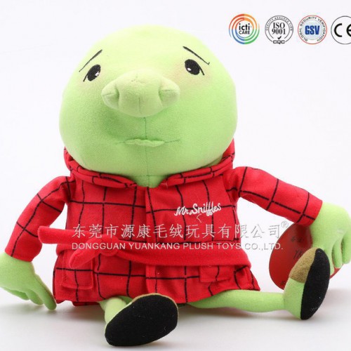 外贸品牌毛绒玩具精灵公仔 卡通丝印精灵 红色穿衣毛绒衣服精灵图2