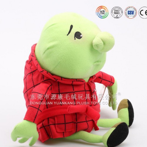 外贸品牌毛绒玩具精灵公仔 卡通丝印精灵 红色穿衣毛绒衣服精灵图3
